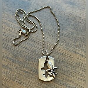 Fleur de Lis 925 Sterling Silver Double Charm Necklace